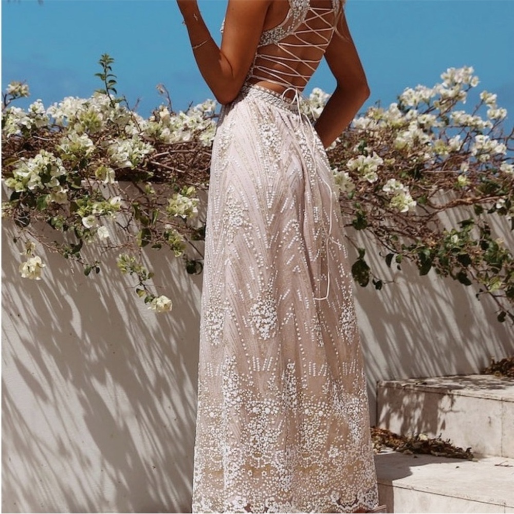 Hello Molly Beige Sequin Maxi Dress - Picture 4 of 10